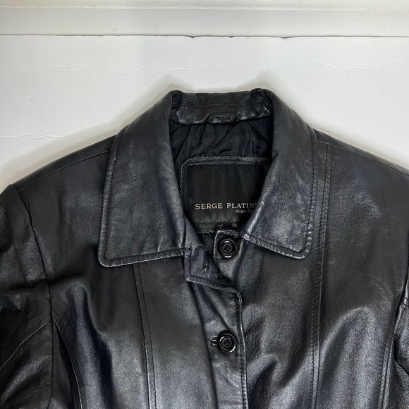 Vintage Serge Platini Leather Jacket Size 1X Milan Italy - Picture 3 of 7